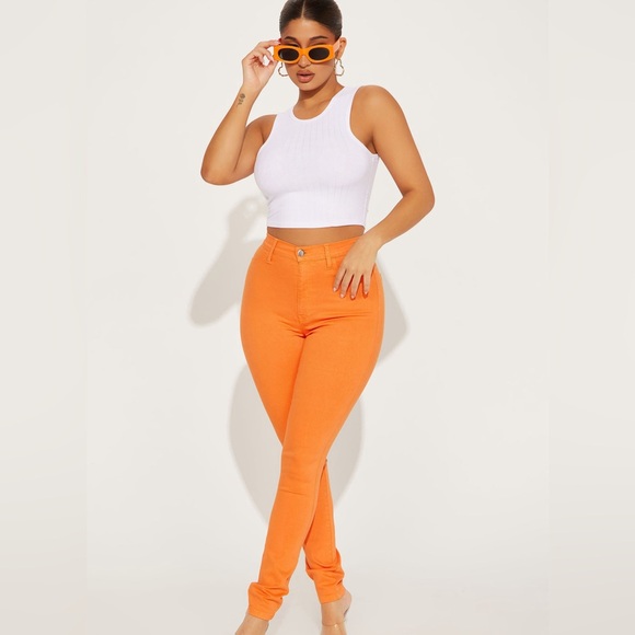 🆕BNWT size 7 high waist orange skinny jeans Fashion Nova s - Picture 1 of 6